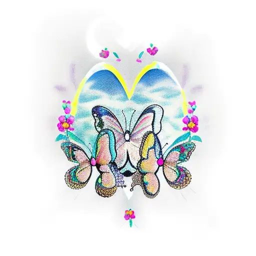 in loving memory mama with butterflies tattoo design idea