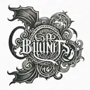 A gothic lettering font tattoo of the word 0bblunts with a subtle shaded outline tattoo design idea