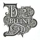A gothic lettering font tattoo of the word 0bblunts with a subtle shaded outline tattoo design idea