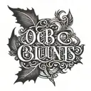 A gothic lettering font tattoo of the word 0bblunts with a subtle shaded outline tattoo design idea