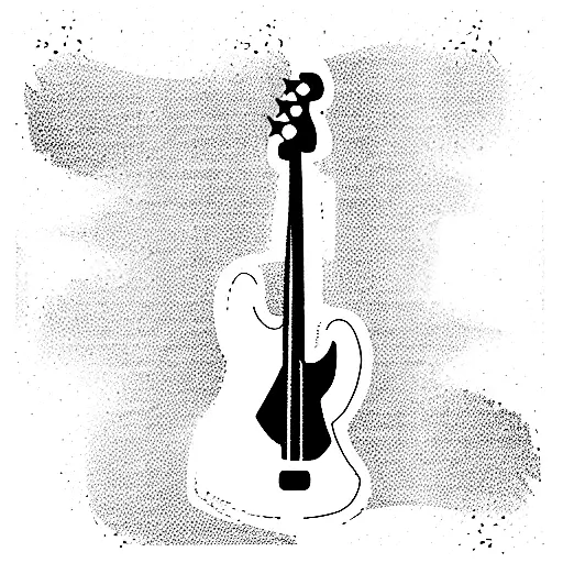 Fender jazz bass guitar stylistic minimalistic tattoo design idea
