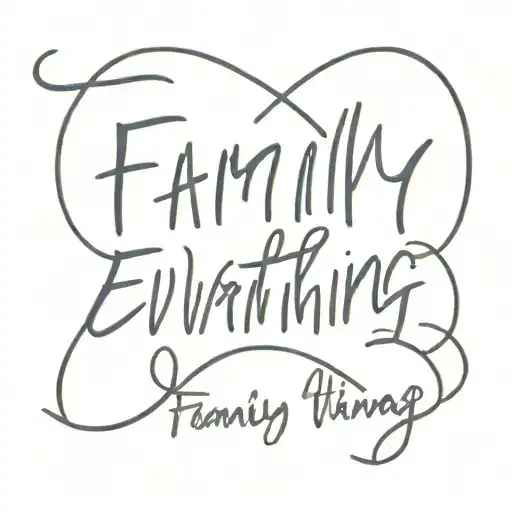 line writing "family over everything" written tattoo design idea