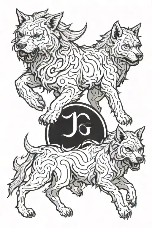 cerberus dog tattoo design idea