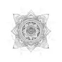 sacred symbols with geometric patterns and mandala tattoo design idea