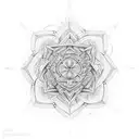 sacred symbols with geometric patterns and mandala tattoo design idea
