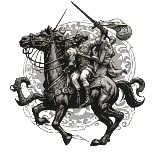 A tattoo combining elements of the Haitian Revolution and the Battle of Silva Arsia in a blackwork style tattoo design idea