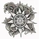 1. Central Element: A large Dharma Wheel (Dharmachakra) as the focal point, symbolizing the core teachings of Buddhism.  tattoo design idea