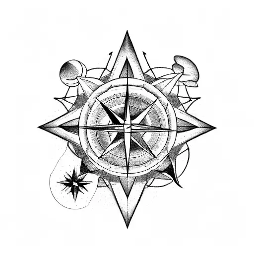 collage of roses, mountains, birds, compass rose, map, climbing, love, coordenates tattoo design idea