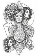 mother and 3 kids tattoo design idea