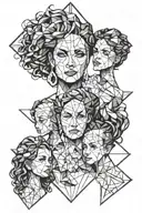 mother and 3 kids tattoo design idea