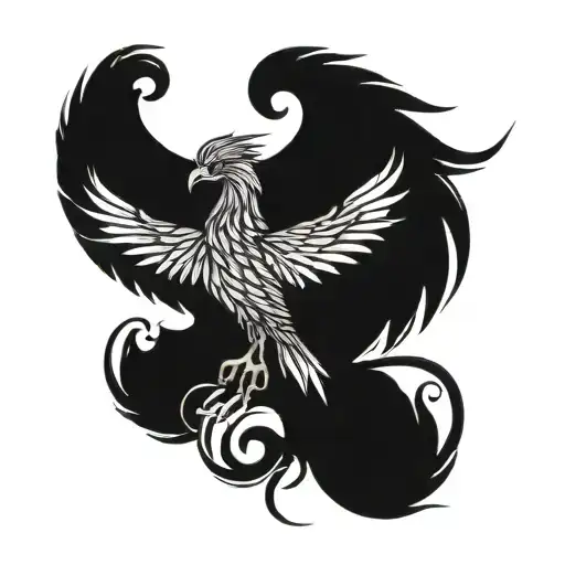 phoenix and date tattoo design idea
