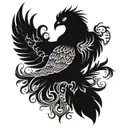 phoenix and date tattoo design idea