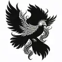 phoenix and date tattoo design idea