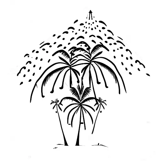 Beach bum relaxing on a hammock between two palm trees tattoo design idea