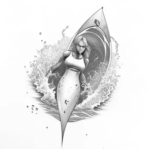 soul surfer in wave tattoo design idea