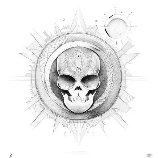 surfer celestial sun tattoo design idea