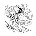 Surfer riding a wave at sunset tattoo design idea