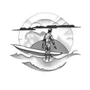 surfer in sunset tattoo design idea