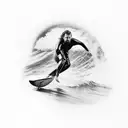 surfer in sunset tattoo design idea