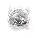 surfer in sunset tattoo design idea
