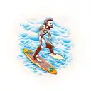 surfer in sunset tattoo design idea