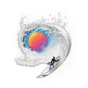 surfer in sunset tattoo design idea