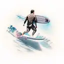 surfer in sunset tattoo design idea