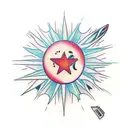 surfer celestial sun tattoo design idea