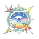 surfer celestial sun tattoo design idea