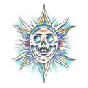 surfer celestial sun tattoo design idea