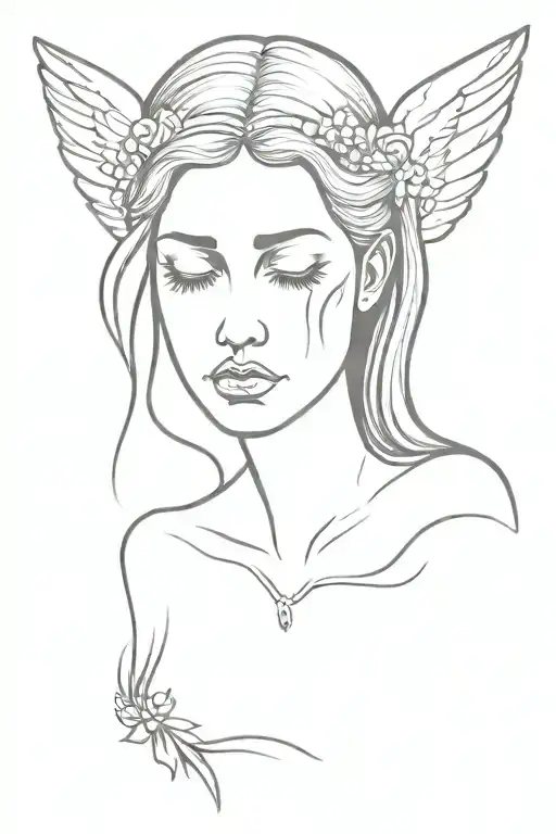 crying angel tattoo design idea