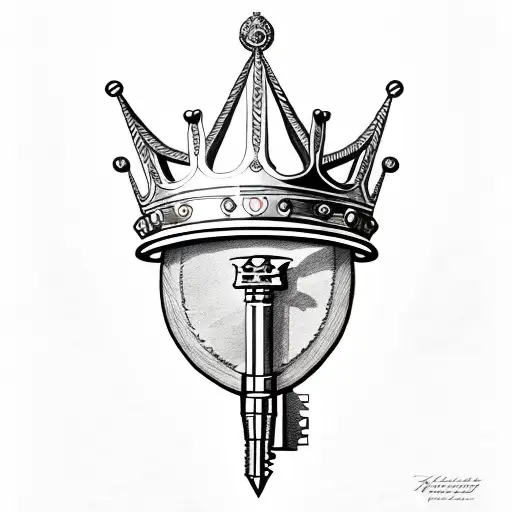  crown key tattoo design idea