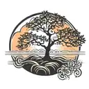 cherry tree with sunset tattoo design idea