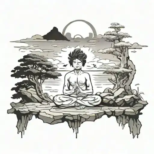 meditation scene tattoo design idea