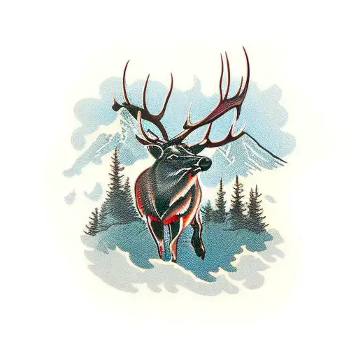 Rosevelt Elk hunting  tattoo design idea