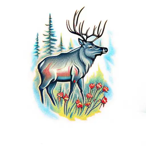 Rosevelt Elk hunting  tattoo design idea