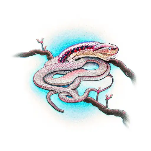 cherry blossom, snake tattoo design idea