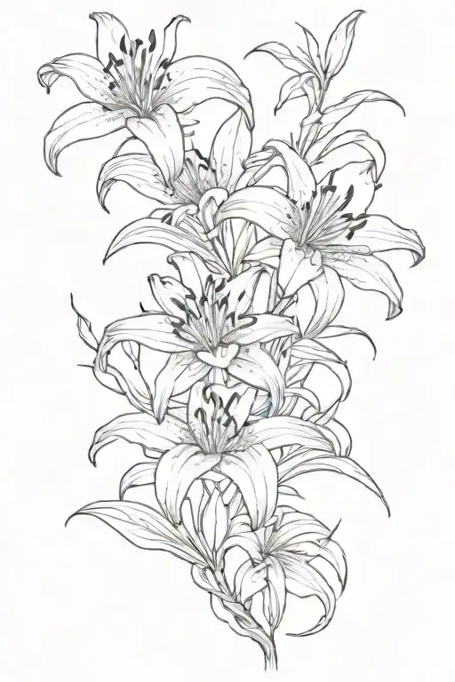 lily and spider lily intertwined with neo tribal patterns tattoo design idea