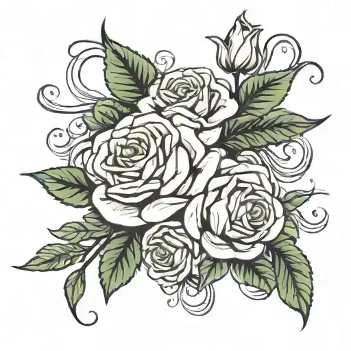 roses and money and last mame tattoo design idea