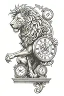 09.19.2022 Devran Ender lion and clock tattoo design idea