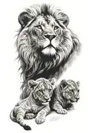 Blonde haired blue eyed baby, mom and dad lion rome and history tattoo design idea