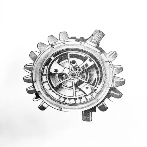 steampunk busted gears on my injured knee tattoo design idea