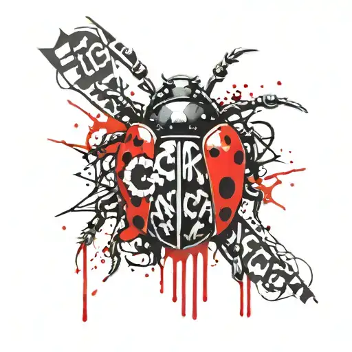 fuck cancer lettering with a ladybug warrior tattoo design idea