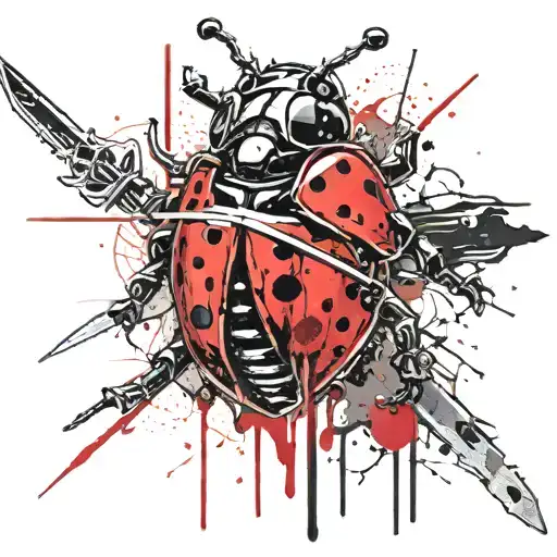 fuck cancer with a ladybug warrior wielding a sword tattoo design idea