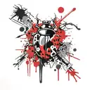 fuck cancer lettering with a ladybug warrior tattoo design idea