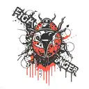 fuck cancer lettering with a ladybug warrior tattoo design idea