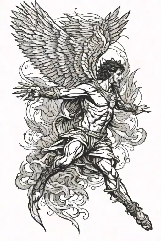Icarus falling tattoo design idea