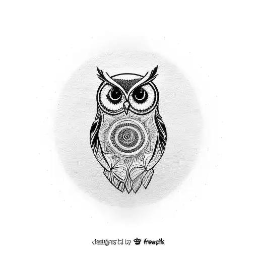 Owl with blue eyes tattoo design idea