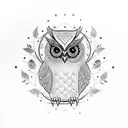 Owl with blue eyes tattoo design idea