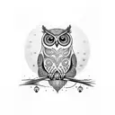 Owl with blue eyes tattoo design idea